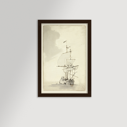 Vintage Sepia-Toned Ship Archival Reproduction Art Print