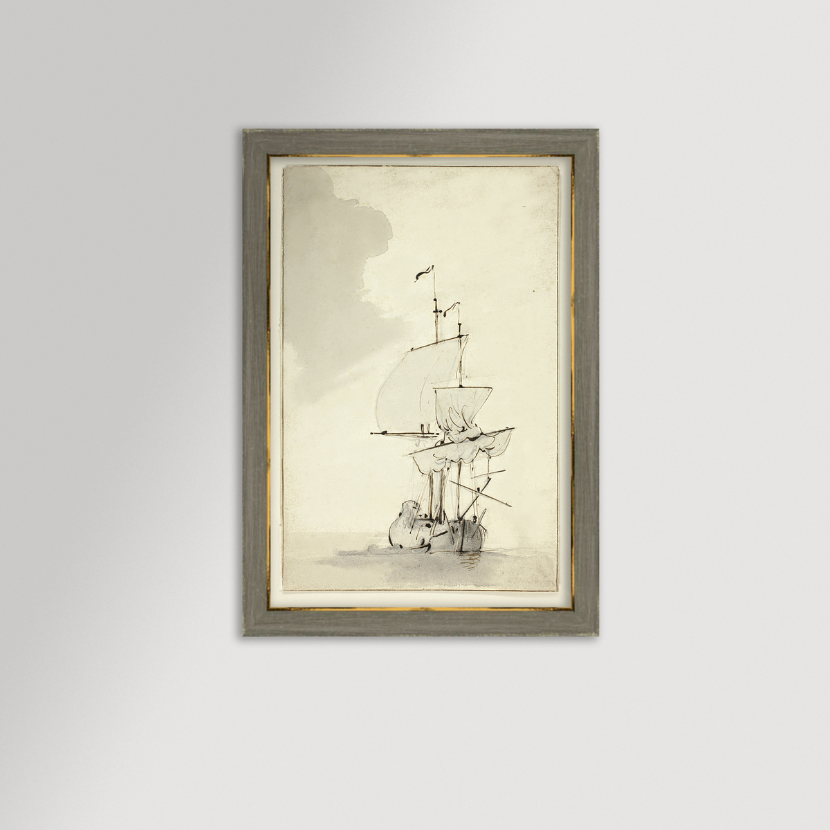 Vintage Sepia-Toned Ship Archival Reproduction Art Print