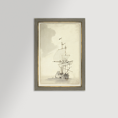 Vintage Sepia-Toned Ship Archival Reproduction Art Print