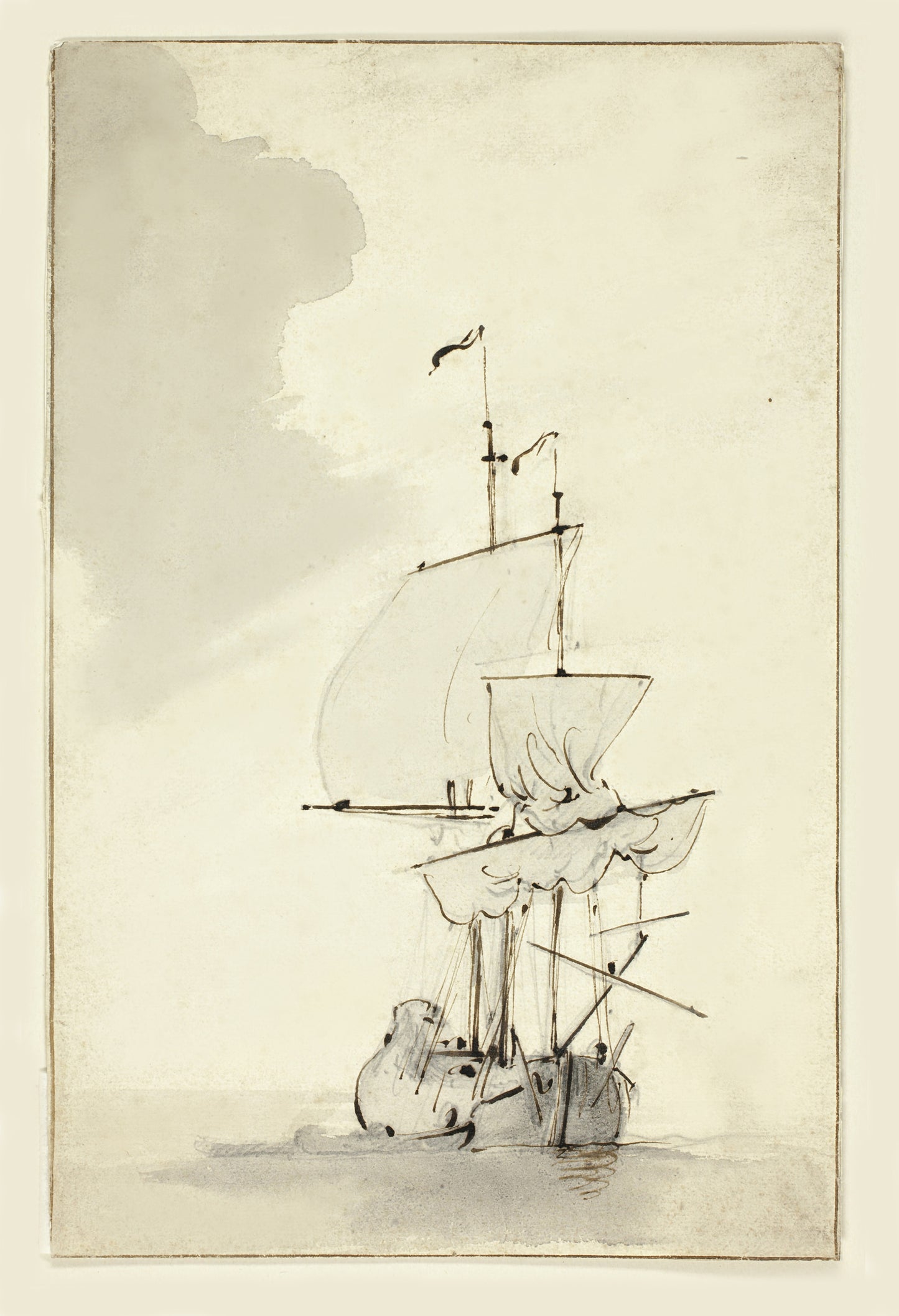 Vintage Sepia-Toned Ship Archival Reproduction Art Print