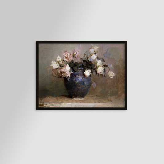 Vase of Roses Archival Reproduction Art Print