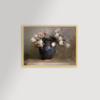 Vase of Roses Archival Reproduction Art Print