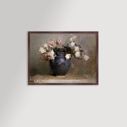 Vase of Roses Archival Reproduction Art Print