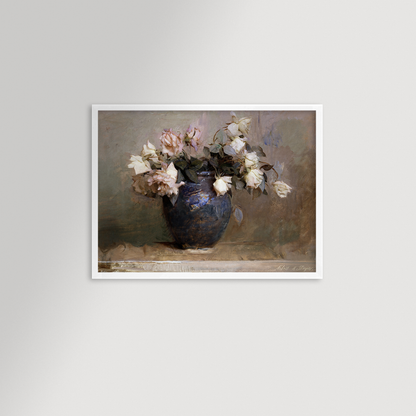 Vase of Roses Archival Reproduction Art Print
