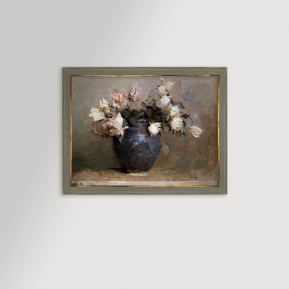 Vase of Roses Archival Reproduction Art Print