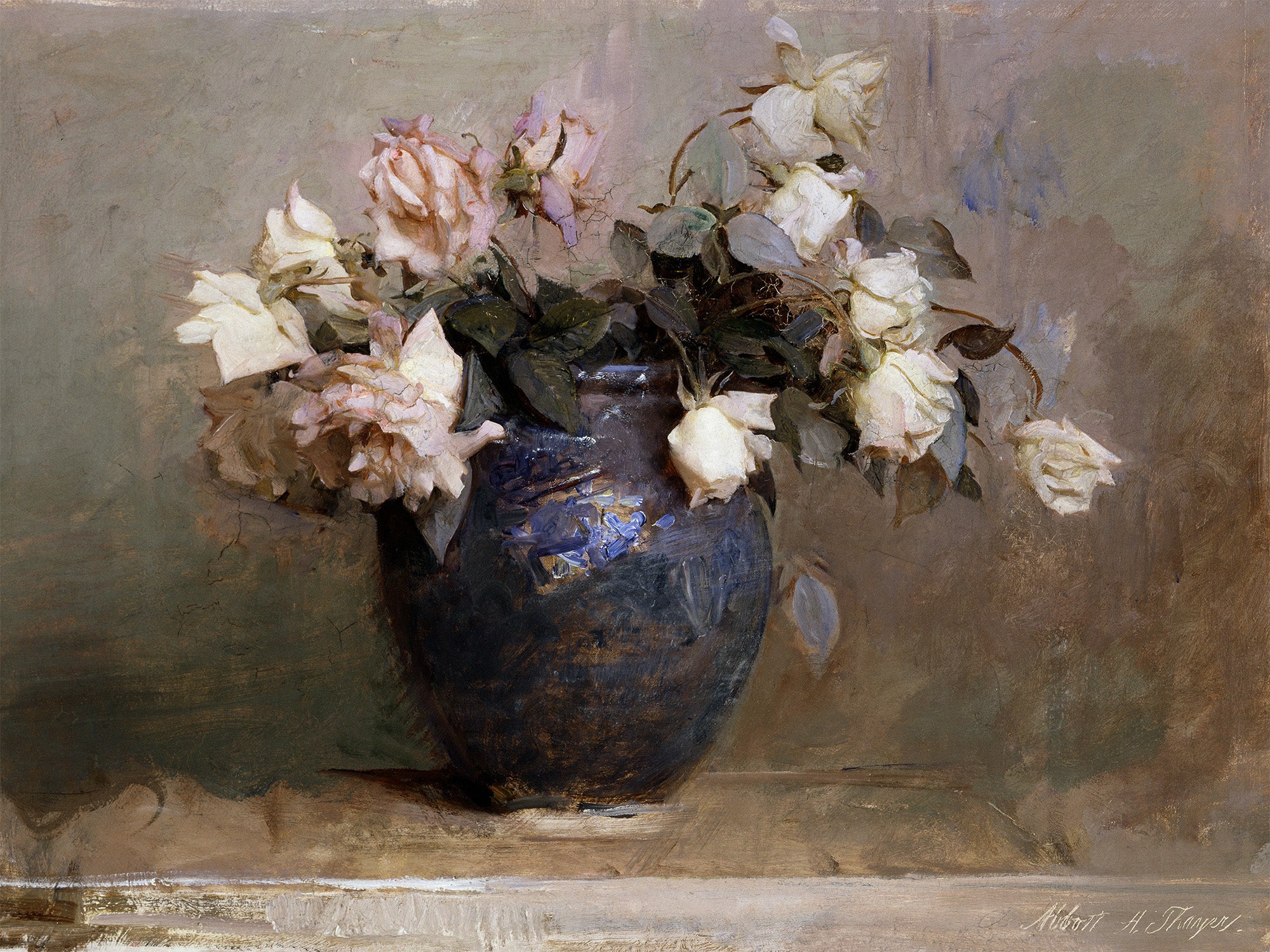 Vase of Roses Archival Reproduction Art Print