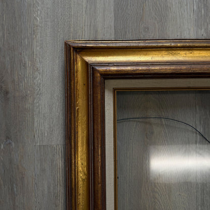 Gold Picture Frame w/Glass & Linen Liner for 16 x 20 Inch Art
