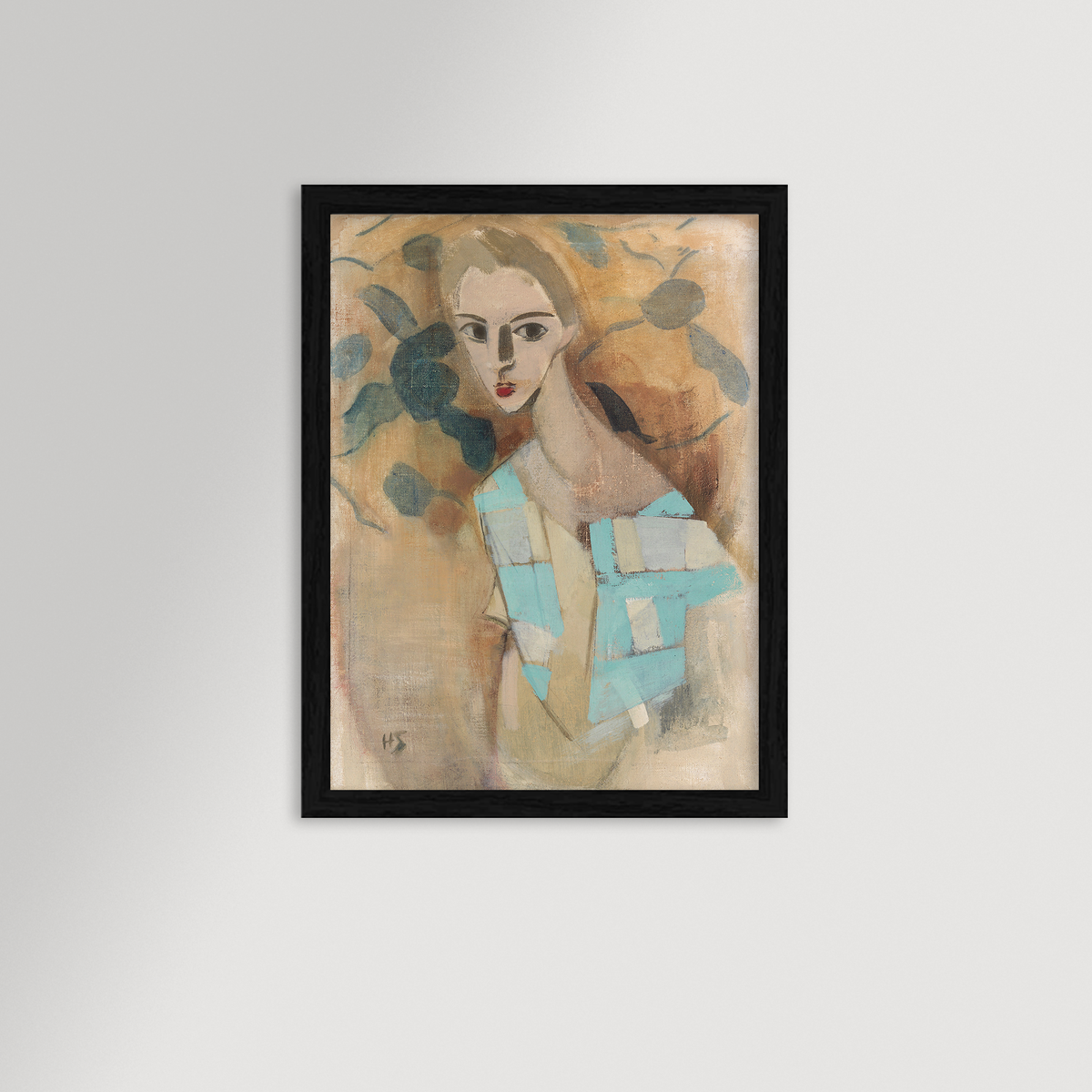 Blue Checked Dress Archival Reproduction Art Print