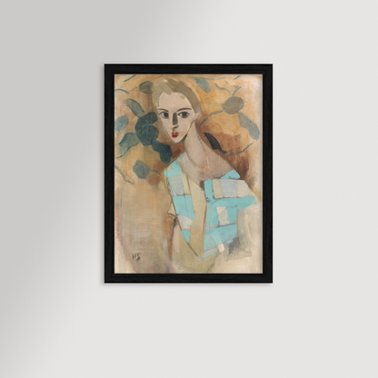 Blue Checked Dress Archival Reproduction Art Print