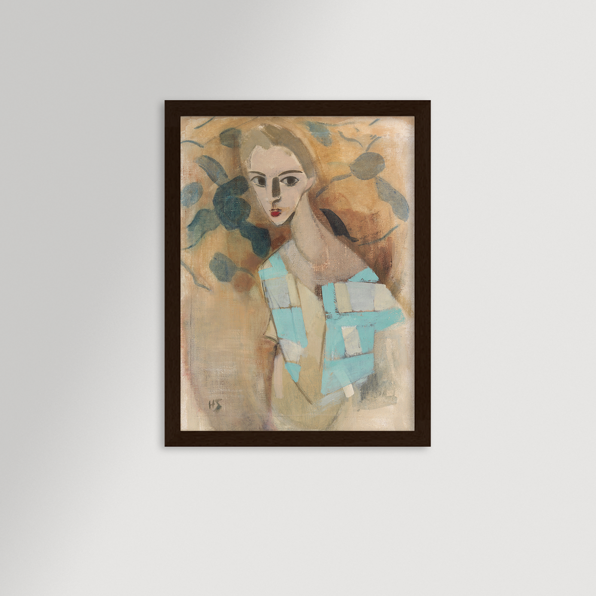 Blue Checked Dress Archival Reproduction Art Print