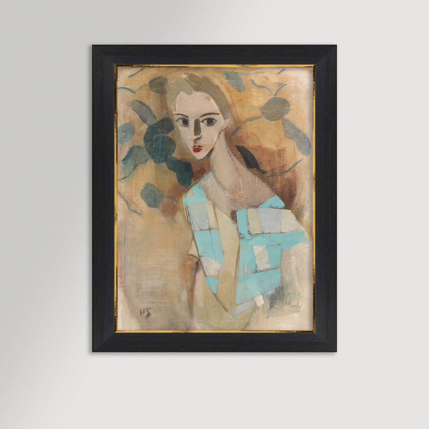 Blue Checked Dress Archival Reproduction Art Print