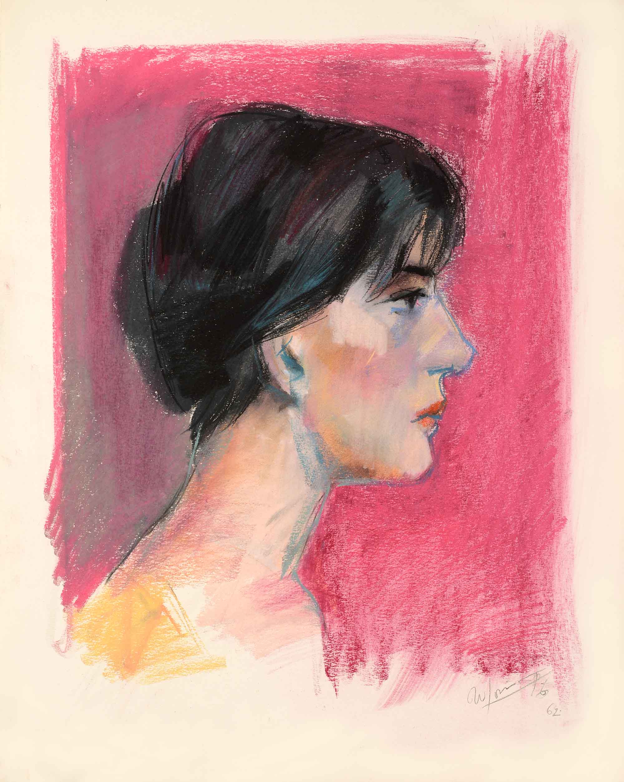 Profile Portrait in Pink Art Print