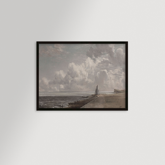 Beacon Hill Lighthouse Landscape art print in a slim black frame
