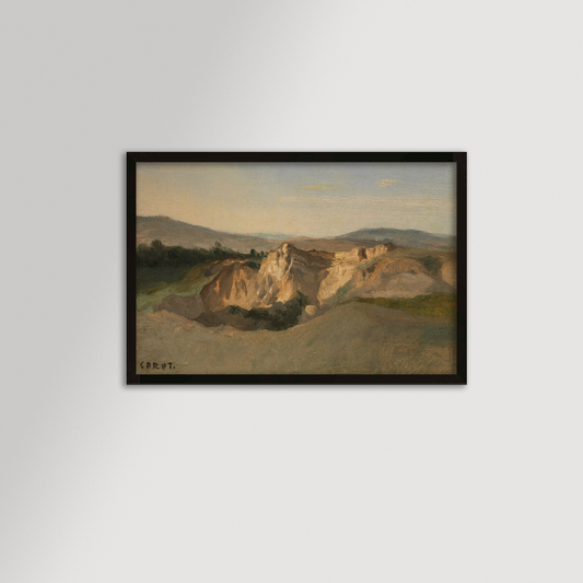 Italian Landscape art print in a slim black frame