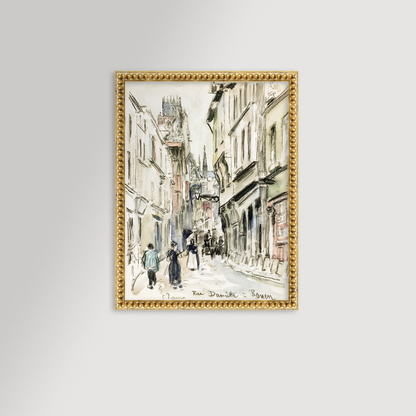 French Town art print in an aged gold Beatrix frame
