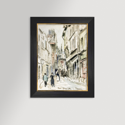 French Town art print in a black and gold Townsend frame