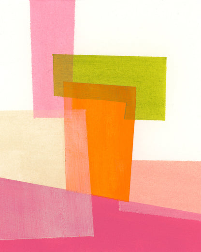 Framed Pink and Orange Graphic Abstract Canvas Print