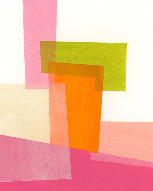 Framed Pink and Orange Graphic Abstract Canvas Print