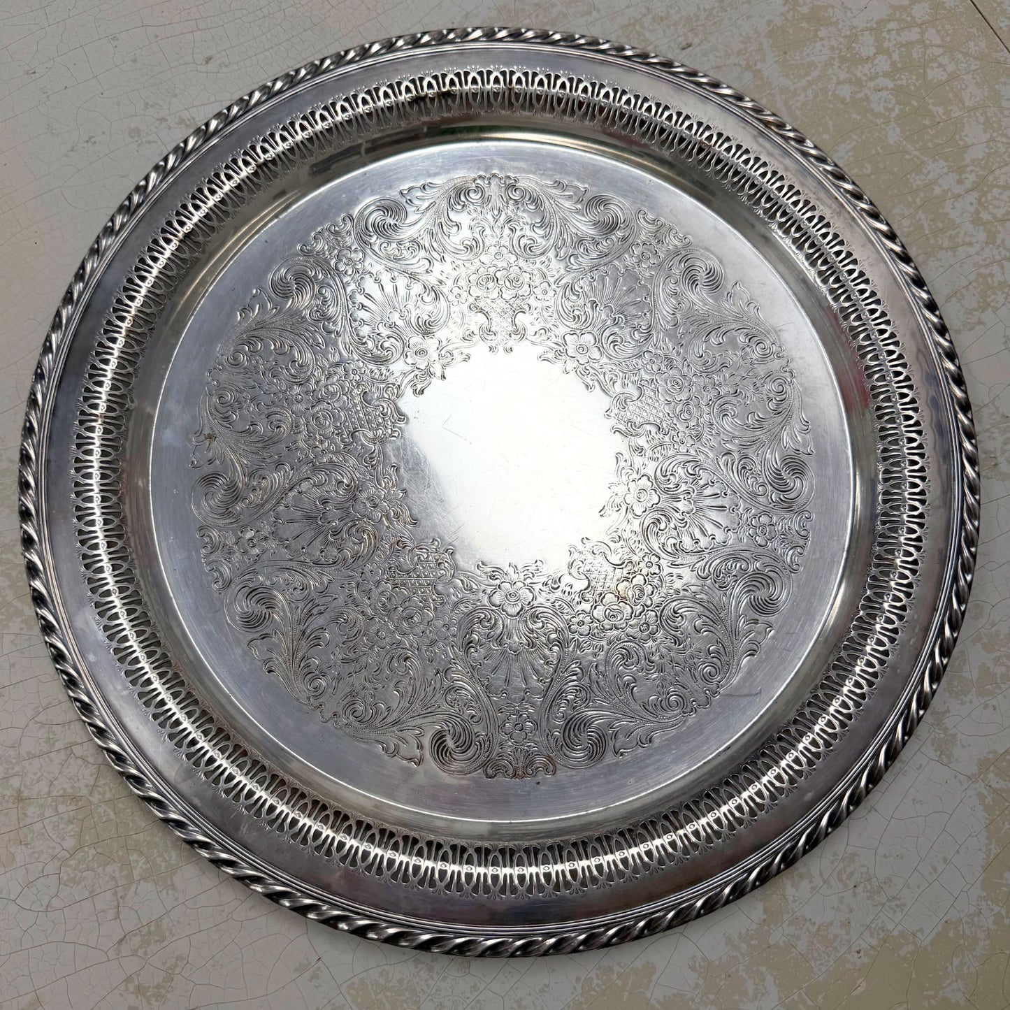 Wm. Rogers Silver Round Tray