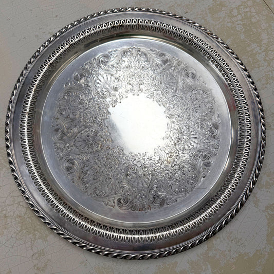 Wm. Rogers Silver Round Tray