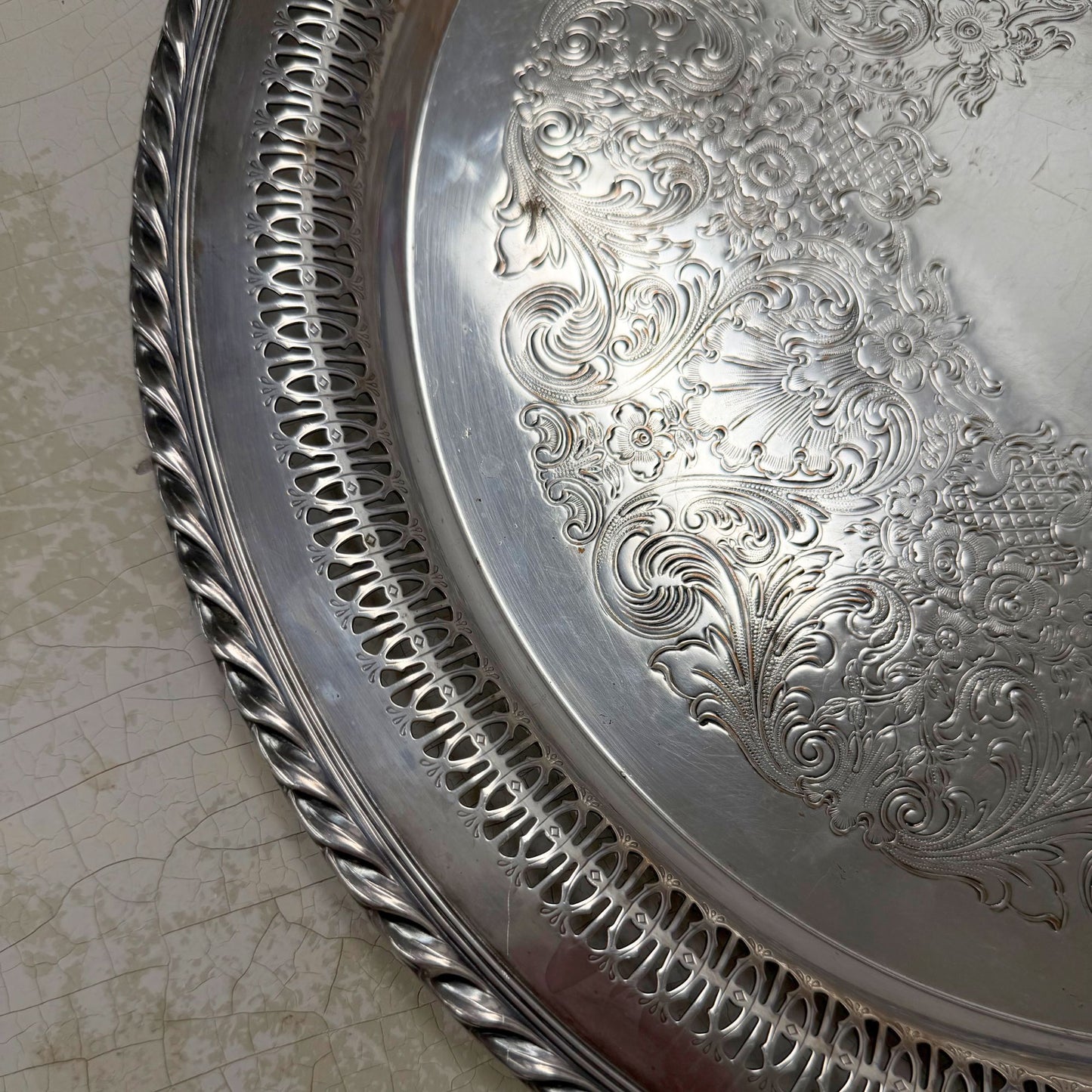 Wm. Rogers Silver Round Tray