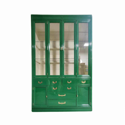 Delaney / China Cabinets & Hutches lacquered green high gloss finish. Custom lacquer services. - Casey Grace Studio, LLC