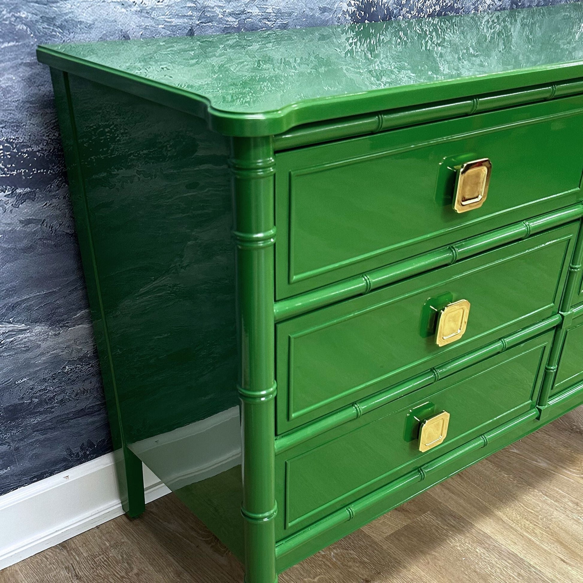 green bamboo dresser Bali Hai Faux Bamboo Dresser in Bottle Green