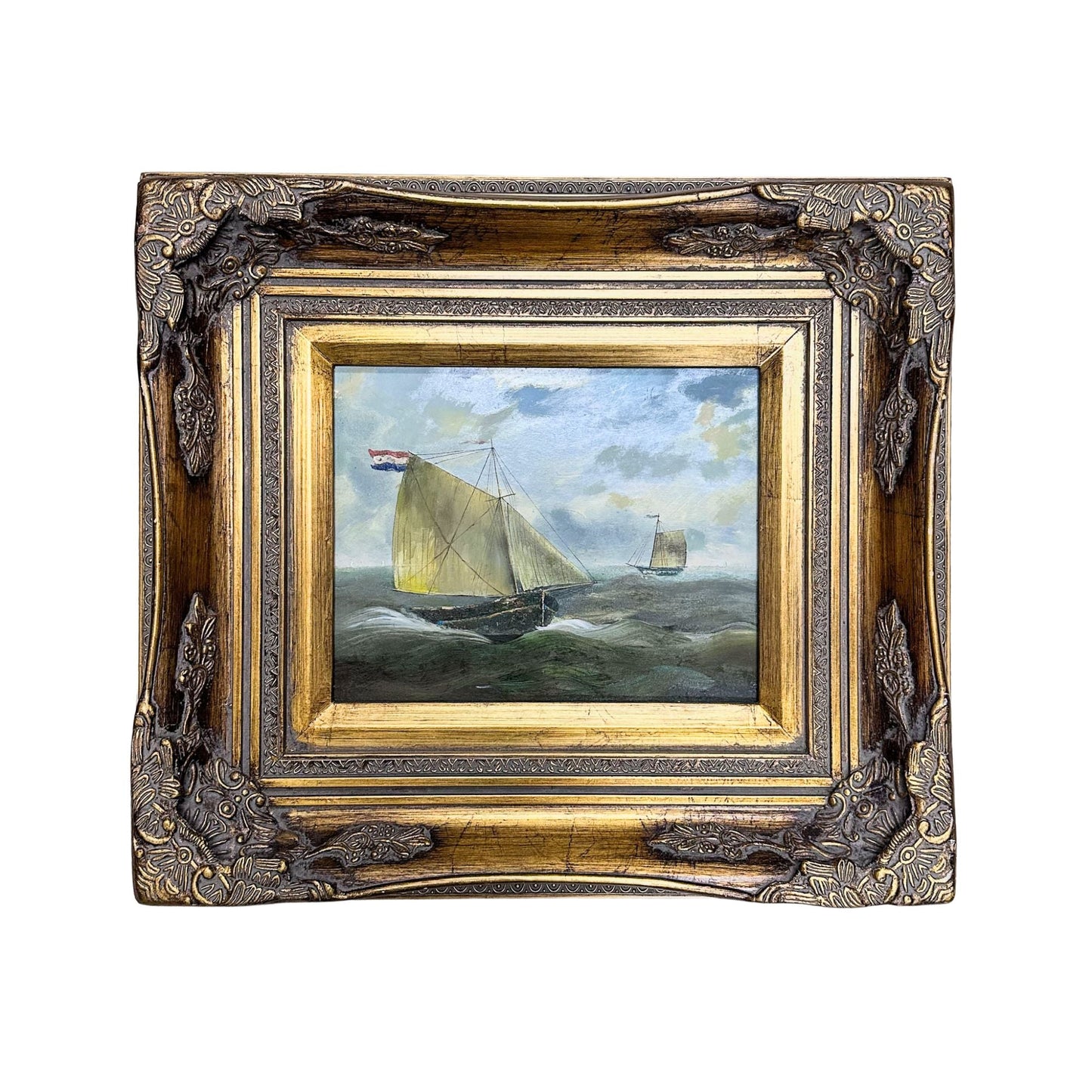 Coastal Style Artwork Maritime Scene Collection Victorian Frame Design Sailing Ships Display Beach House Perfect Nautical Wall Art Gold Bronze Accents Traditional Home Decor Classic Seascape Theme Elegant Room Addition Beautiful Statement
