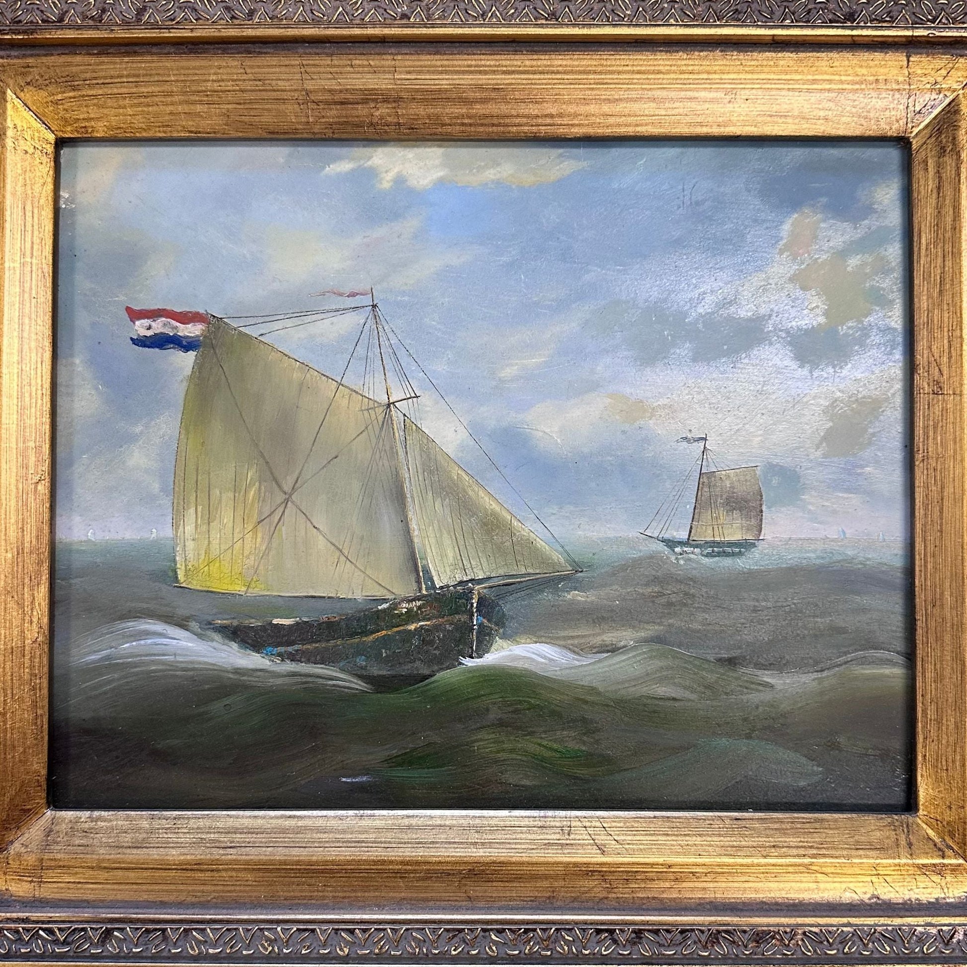 Coastal Style Artwork Maritime Scene Collection Victorian Frame Design Sailing Ships Display Beach House Perfect Nautical Wall Art Gold Bronze Accents Traditional Home Decor Classic Seascape Theme Elegant Room Addition Beautiful Statement