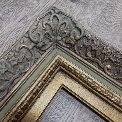 Large Ornate Frame Vintage Style Photo Display Gold Accent Details French Country Design Wall Art Statement Piece Elegant Home Accent Beautiful Picture Holder Wedding Photo Frame Baroque Style Details Premium Quality Construction Antique