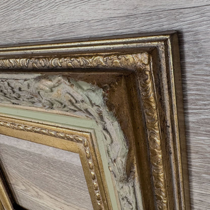 Large Ornate Frame Vintage Style Photo Display Gold Accent Details French Country Design Wall Art Statement Piece Elegant Home Accent Beautiful Picture Holder Wedding Photo Frame Baroque Style Details Premium Quality Construction Antique
