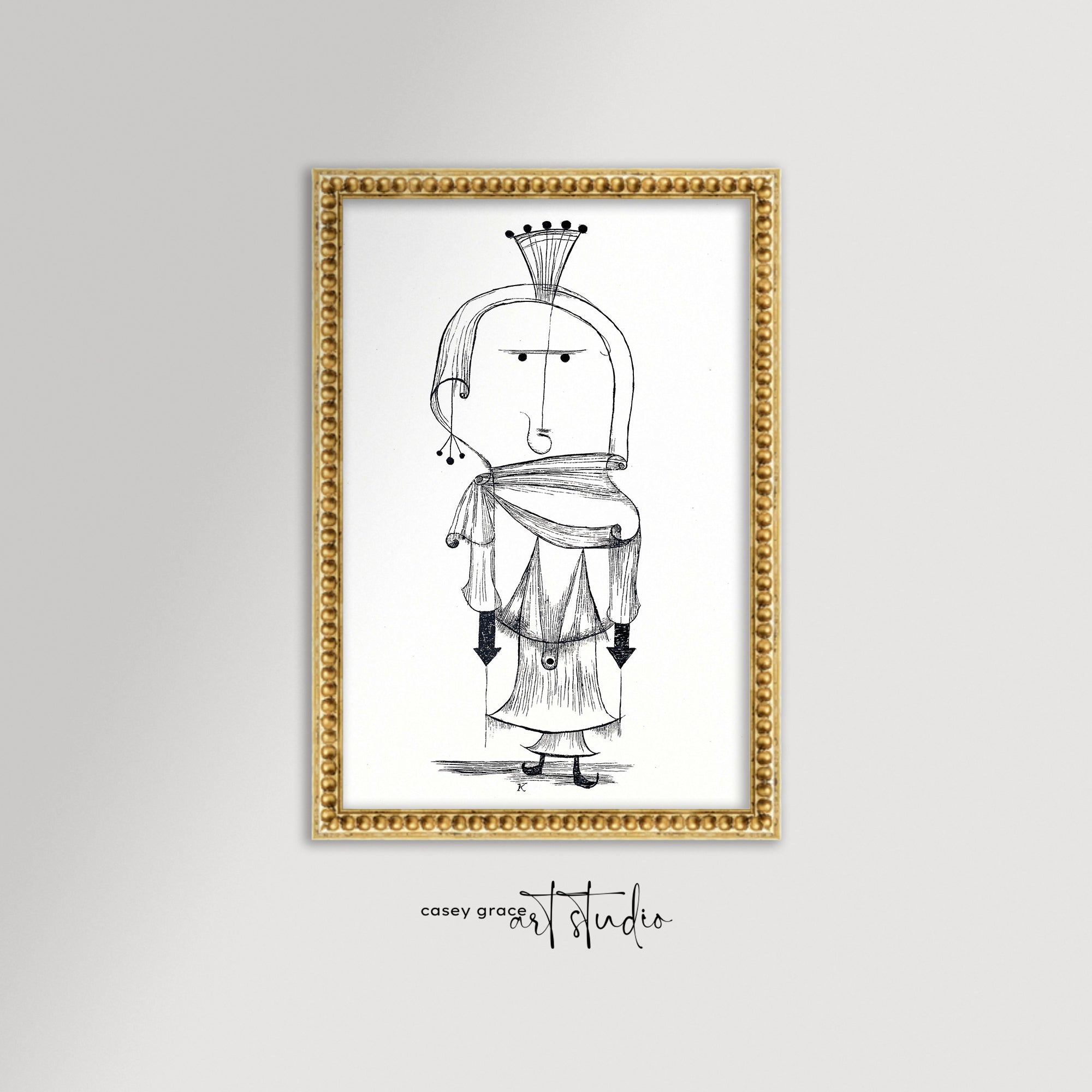 Paul Klee Abstract Queen Figure Sketch - Casey Grace Studio, LLC