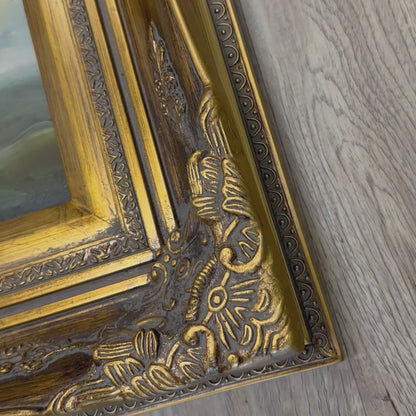 Coastal Style Artwork Maritime Scene Collection Victorian Frame Design Sailing Ships Display Beach House Perfect Nautical Wall Art Gold Bronze Accents Traditional Home Decor Classic Seascape Theme Elegant Room Addition Beautiful Statement