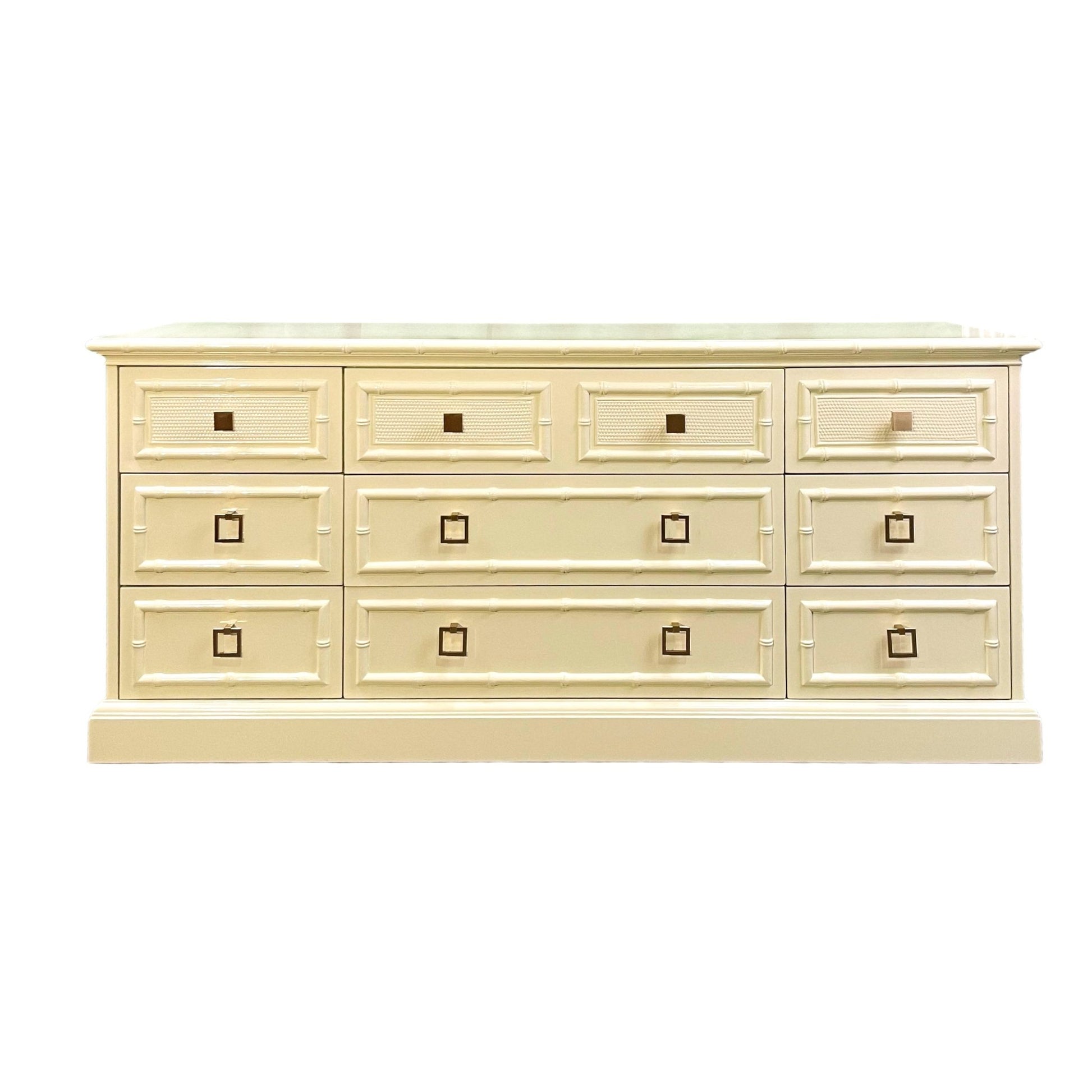 "Lemoncello" Vintage American of Martinsville 9-Drawer Dresser - Casey Grace Studio, LLC Antique furniture, Home Furniture, Reclaimed furniture, Custom furniture, Painted furniture, Upcycled furniture, Unique furniture, Maximalist décor, Vintage furniture, Reclaimed, refurbished, lacquered furniture, lacquer furniture, Painted furniture, Painted antique furniture, Furniture Refinishing, Second Hand Furniture