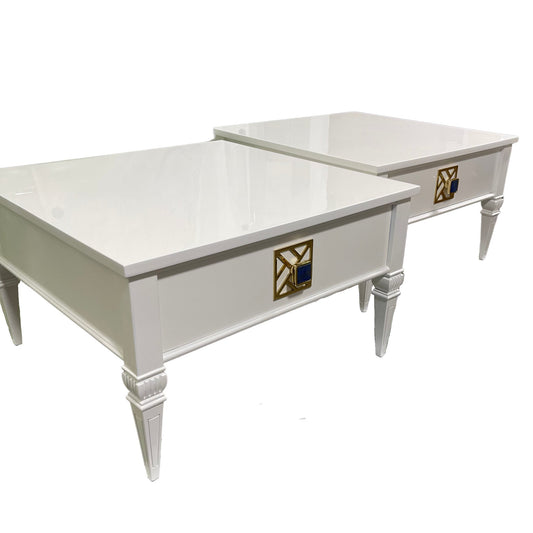 "The Beverlys" Bassett White End / Wide Table Pair